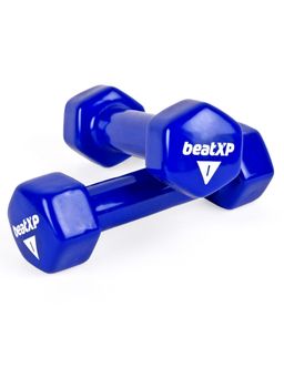 beatXP - Blue Vinyl Coated Dumbbells (Pack of 2) for Men & Women 1 Kg