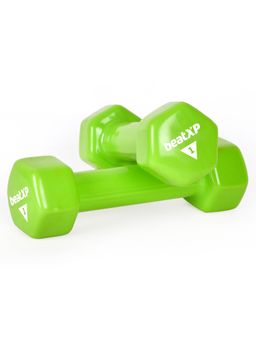 beatXP - Green Vinyl Coated Dumbbells (Pack of 2) for Men & Women 1 Kg