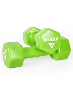 beatXP - Green Vinyl Coated Dumbbells (Pack of 2) for Men & Women 2 Kg