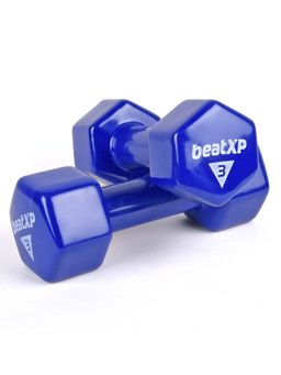 beatXP - Blue Vinyl Coated Dumbbells (Pack of 2) for Men & Women 3 Kg