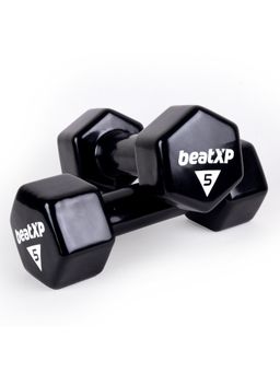 beatXP - Black Vinyl Coated Dumbbells (Pack of 2) for Men & Women 5 Kg