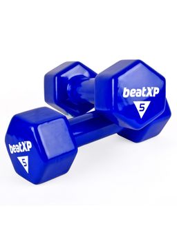 beatXP - Blue Vinyl Coated Dumbbells (Pack of 2) for Men & Women 5 Kg