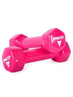 beatXP - Pink Vinyl Coated Dumbbells (Pack of 2) for Men & Women 1 Kg