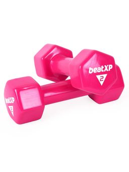 beatXP - Pink Vinyl Coated Dumbbells (Pack of 2) for Men & Women 2 Kg