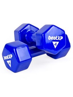 beatXP - Blue Vinyl Coated Dumbbells (Pack of 2) for Men & Women 4 Kg