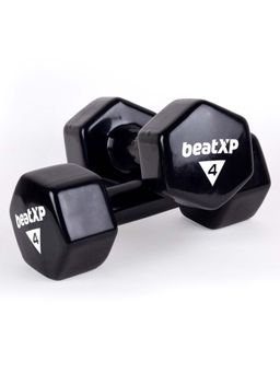 beatXP - Black Vinyl Coated Dumbbells (Pack of 2) for Men & Women 4 Kg