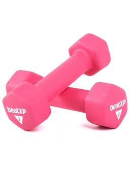 beatXP - Pink Neoprene Dumbbells (Pack of 2) for Men & Women 1 Kg