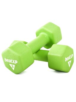beatXP - Green Neoprene Dumbbells (Pack of 2) for Men & Women 3 Kg