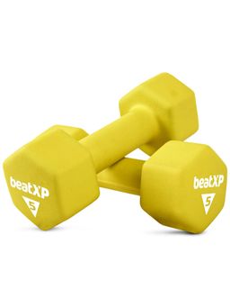 beatXP - Yellow Neoprene Dumbbells (Pack of 2) for Men & Women 4 Kg