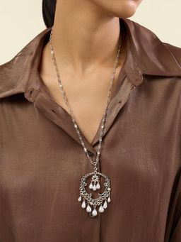 Isharya - Ternura Pendant Necklace In Rhodium Plating