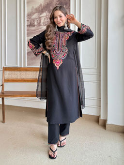 Lakshita - Black Embroidered Kurta With Pant and Dupatta