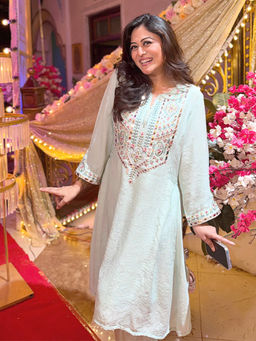 Lakshita - Nylon Peach Embroidered Kurta with Salwar