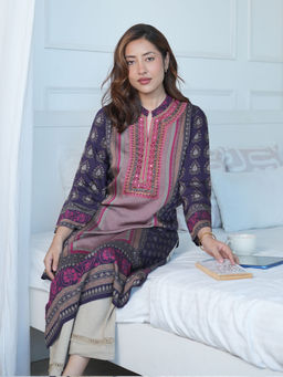 Lakshita - Moor Purple Printed Long Kurta