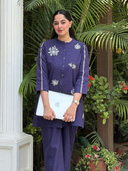 Lakshita - Navy Blue Embroidered Co-ord Set