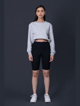 Muvazo - Black Pure Cotton Fitted Solid Shorts