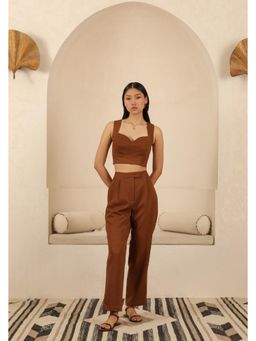 Muvazo - Brown Pleated Pant