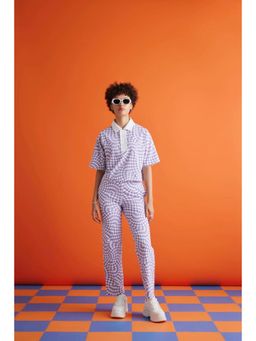 Muvazo - Lavender Vibe In Check Digital Lavender Pant