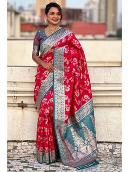 SGF11 - Pink Women's Kanjivaram Soft Silk Saree with Unstitched Blouse