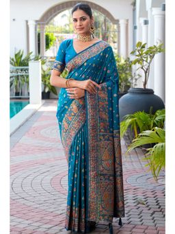 SGF11 - Blue Women's Kanjivaram Soft Silk Saree with Unstitched Blouse