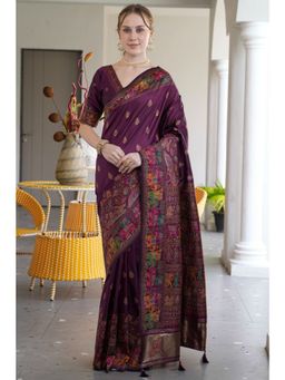 SGF11 - Purple Women's Kanjivaram Soft Silk Saree with Unstitched Blouse