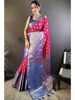 SGF11 - Pink Women's Kanjivaram Soft Silk Saree with Unstitched Blouse
