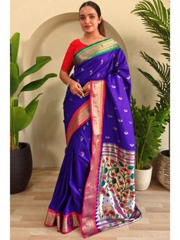 SGF11 - Violet Women's Kanjivaram Paithani Soft Silk Saree with Unstitched Blouse