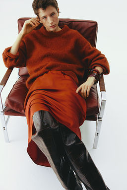 H&M - Women Orange Midi Skirt