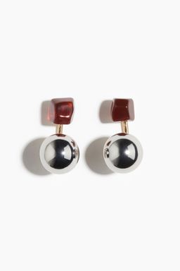 H&M - Women Brown Sphere-Detail Front And Back Earrings
