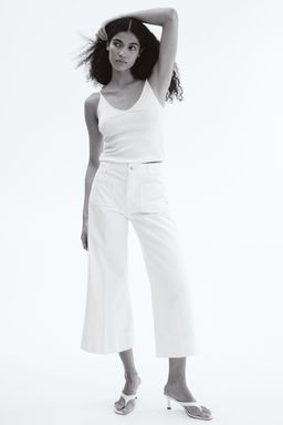 H&M - Women White Wide High Ankle Jeans