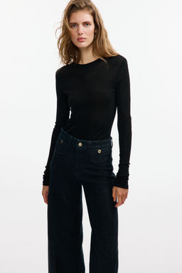 H&M - Women Blue Wide High Waist Ankle Jeans