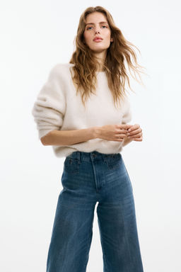 H&M - Women Blue Wide High Waist Ankle Jeans