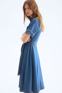 H&M - Women Blue Denim Shirt Dress With Belt
