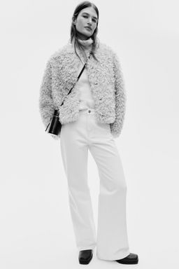 H&M - Women Beige Wide High Jeans