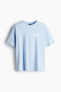 H&M - Men Blue Loose Fit Printed T-Shirt