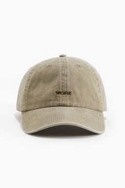 H&M - Men Green Embroide-Motif Cotton Cap