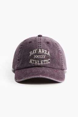 H&M - Men Purple Embroide-Motif Cotton Cap