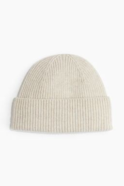 H&M - Men White Rib-Knit Wool-Blend Hat