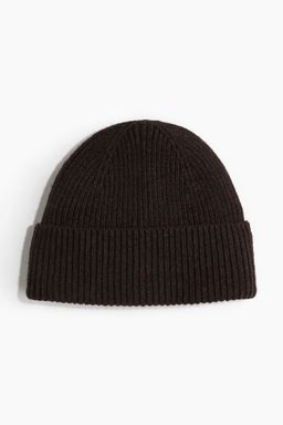 H&M - Men Brown Rib-Knit Wool-Blend Hat