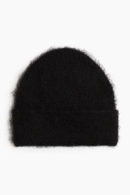 H&M - Men Black Fuzzy Wool-Blend Beanie