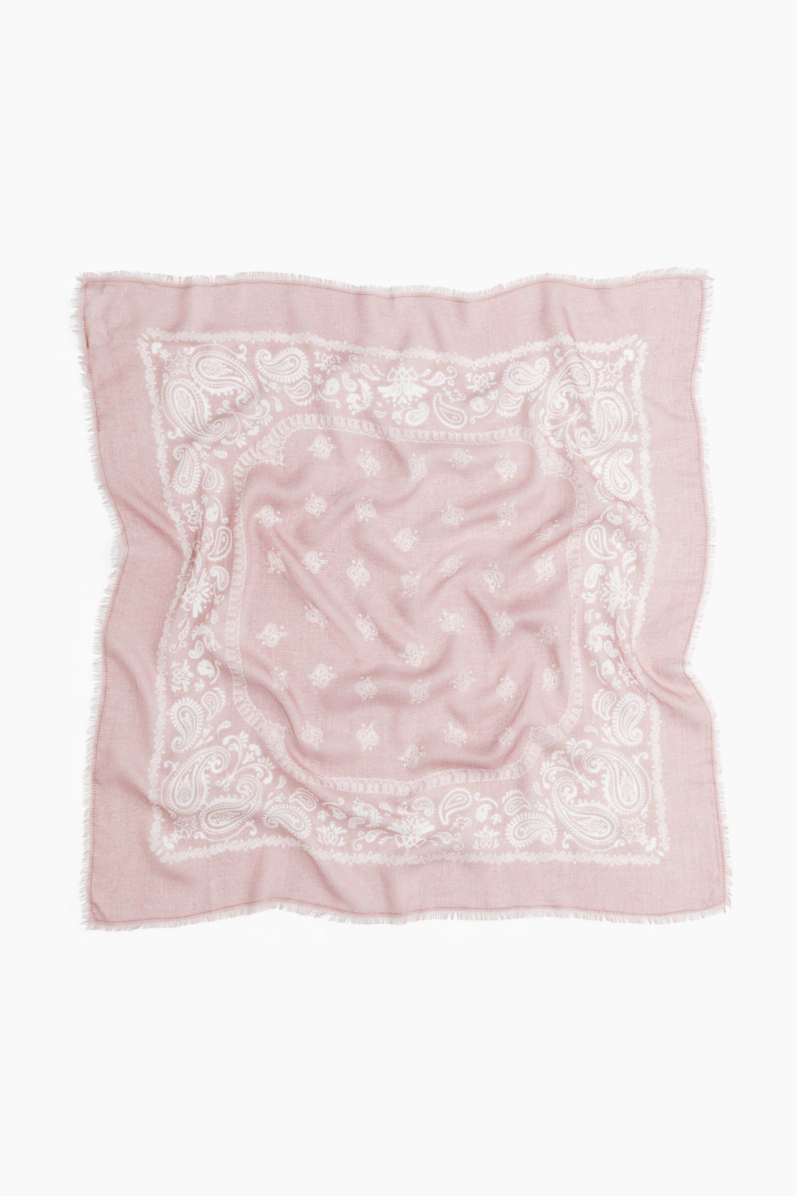 h&m Women Pink Patterned Scarf (70x70)-picture-11