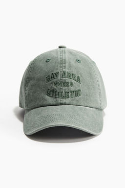 H&M - Men Green Motif-Detail Twill Cap