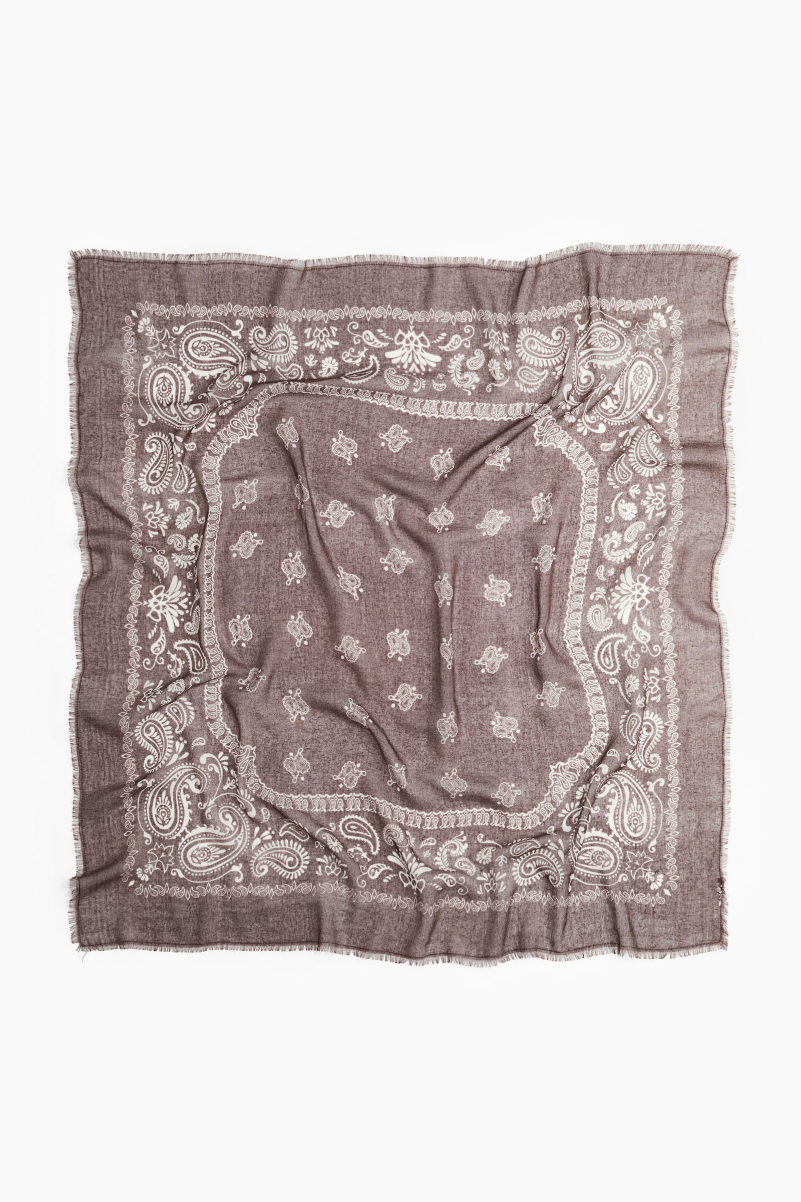 h&m Women Brown Patterned Scarf (90x90)-picture-38