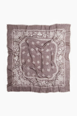 H&M - Women Brown Patterned Scarf (90x90)
