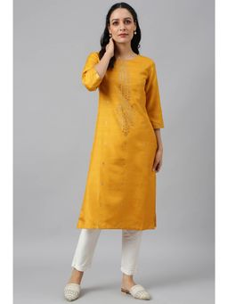 W - Yellow Embellished Kurta
