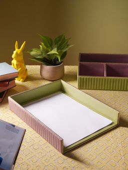 Pure Home + Living - Purple Stitched Faux Leather Paper Tray