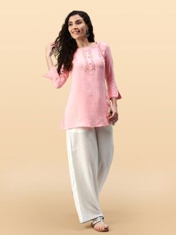 KVS FAB - Women Pink Tunic with Crochet Detailing