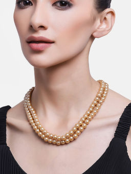 Estele - Gold Plated Eye Catching Pearl Necklace for Women