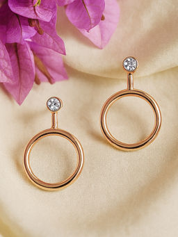 Estele - Gold Plated Stylish Circular Designer Earrings with Crystal for Women
