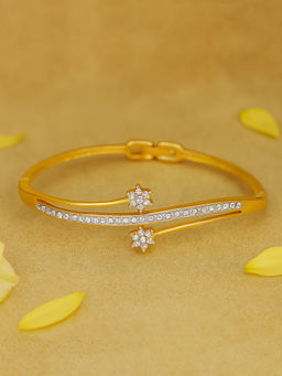 Estele - Gold & Rhodium Plated Classic Seven Stone Twin Cuff Bracelet for Women