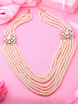 Estele - Gold Plated Royal 7 String Pearl Necklace for Women
